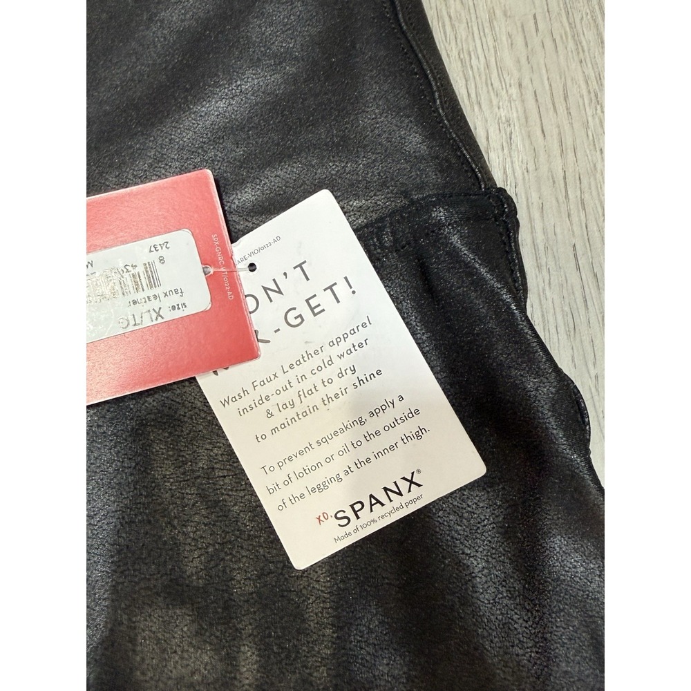 Spanx Faux Leather Leggings Women Size XL Black High Waisted Tummy Control NWT - Picture 5 of 11